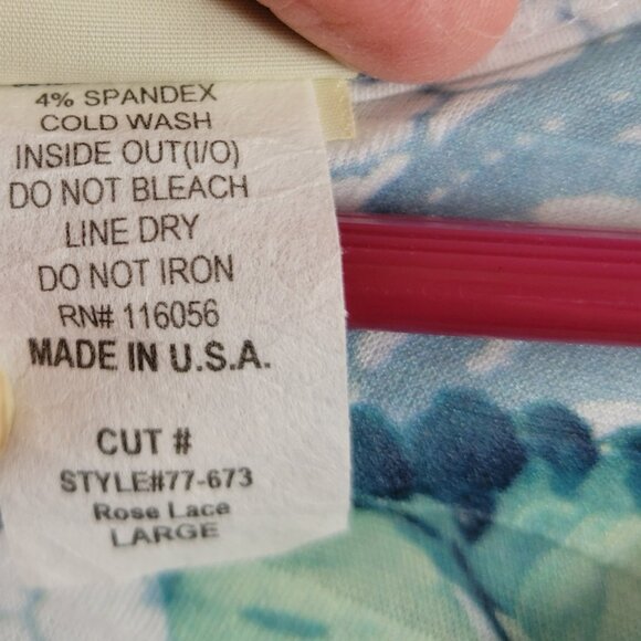 Jess & Jane USA Top Tunic ruffled layers Large floral 3/4 sleeves crescent hem - Picture 7 of 8